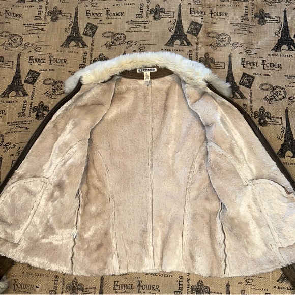 Express Vntg Distressed Genuine Suede Leather Zip Up Softest Faux - Picture 9 of 15